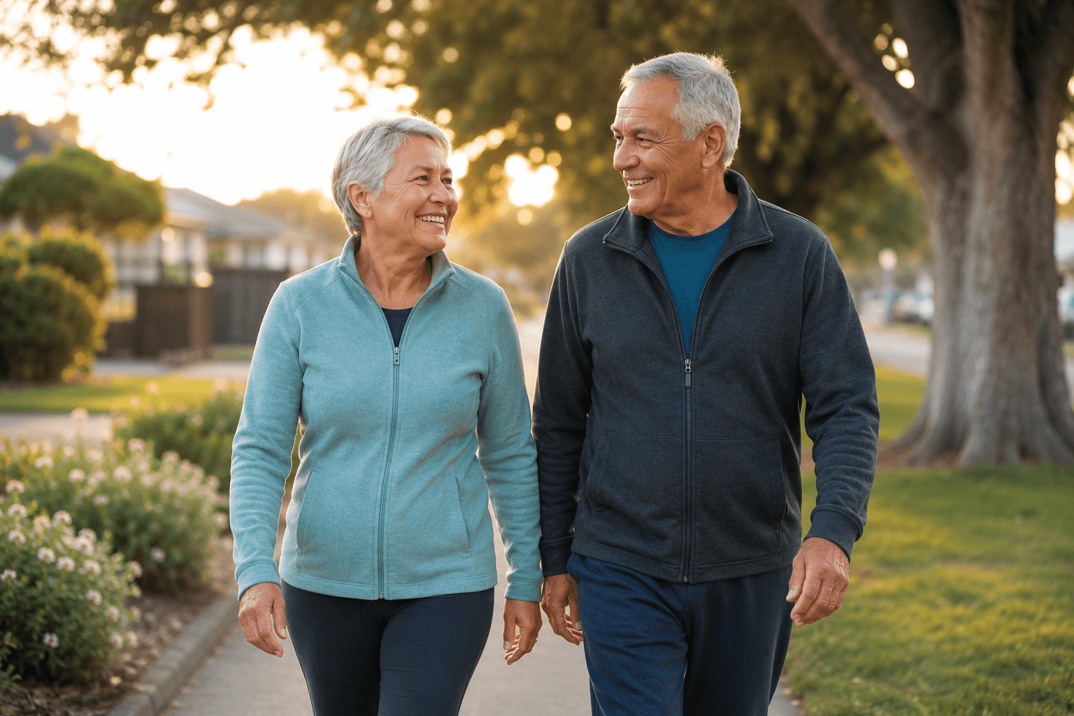Older couple walking