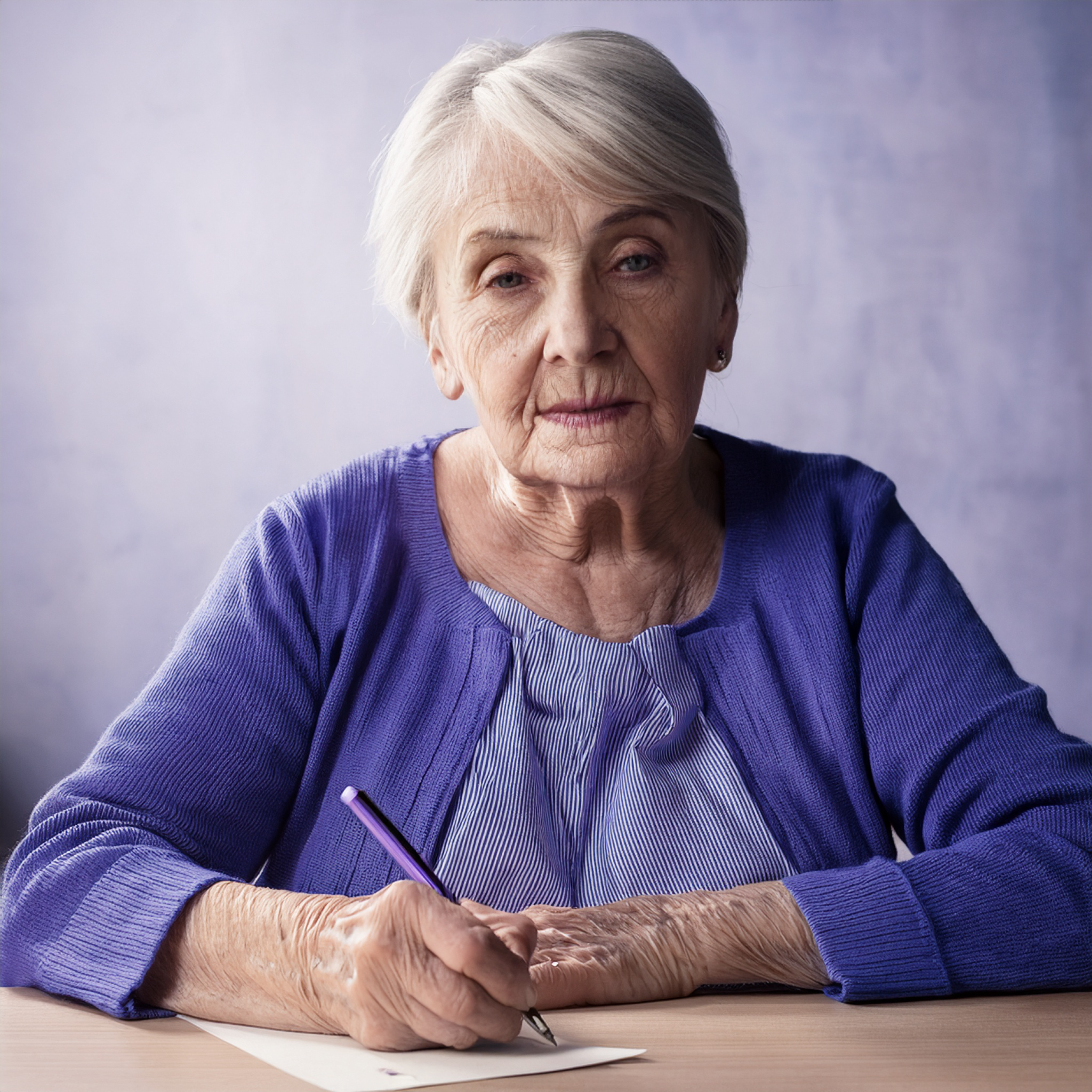 Older person writing a will